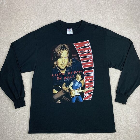 VTG Y2K Keith Urban Be Here Tour Long Sleeve T-Shirt Size Large Vintage Jerzeez - Picture 1 of 10